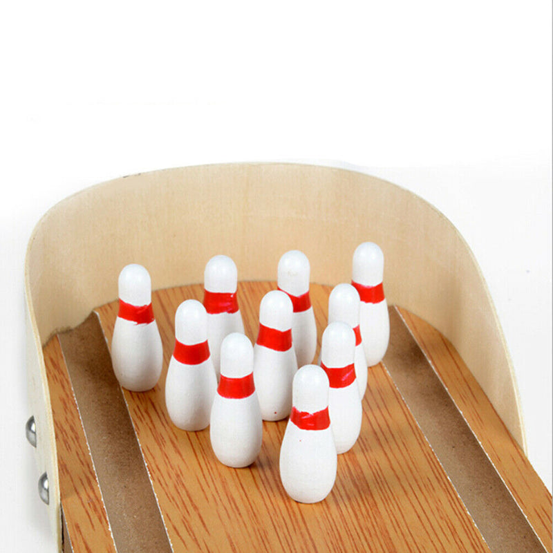 1Set anti-stress table desktop mini bowling game set wooden family party t Gw