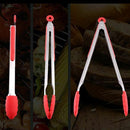Set 3 sizes Silicone Kitchen Tongs Sets Salad BBQ Tongs Stainless Steel coo X3C5