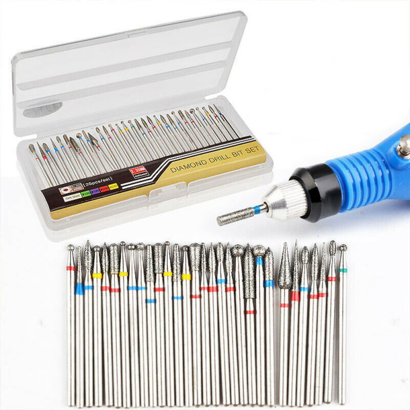 30Pcs/Set Diamond Nail Drill Bit For Art Nail Cuticle Manicure Pedicure To TIX