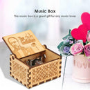 Retro Wood Hand Cranked Music Box Carved Kid Child Birthday Gift Home Decor