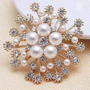 Fashion Women Large Brooches Lady Snowflake Imitation Pearls Rhinestones Cr