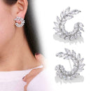 Fashion Olive Branch Leaf Cut Big Cubic Zirconia Women Stud Earrings Elegan B2N0