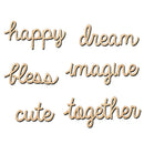 6 Pieces Natural Wood Word Art Sign Happy Dream Cute for Scrapbooking Card Craft