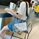 Clear Women Handbag Transparent Shoulder Bag Large Shopping Totes (White)