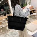 Canvas Tassel Large Capacity Stitching Composite Handbag Canvas Ladies Shou