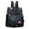 Women Print Black Nylon Backpack Anti Theft Girls Travel School Shoulder Bag