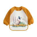 Cartoon Full Sleeve Baby Bib Waterproof Paint Feeding Apron (Orange Duck) A