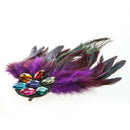 Purple Peacock Feather Crystal Rhinestone Corsage Pin Hair Clip Fascinator