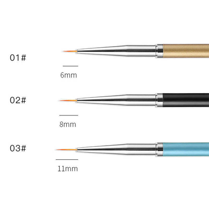 3PCS/Set Colorful Nail Art Design Brush Pen Fine Details Tips Drawing Paint Kit