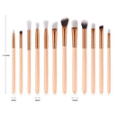 12pcs Pro Eyes Makeup Brushes Set Wood Eyeshadow Eyeliner Applicator (Pink) A