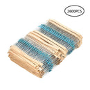 2600 Pcs 130 Values 1/4W 0.25W 1% Metal Film Resistors Assorted Pack Kit