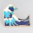 Simple Cartoon Girl Sea Wave Enamel Collar Pins Badge Corsage Brooch Jewelry M&E