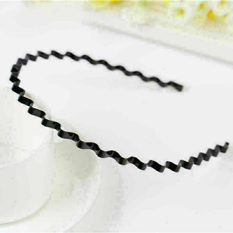 5pcs Unisex Sport Headband Black Head Hoop Band Hairband Metallic Wavy Hair O8W5