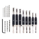 17 Pcs Self Centering Hinge Tapper Screw Core Drill Bit Set Woodworking