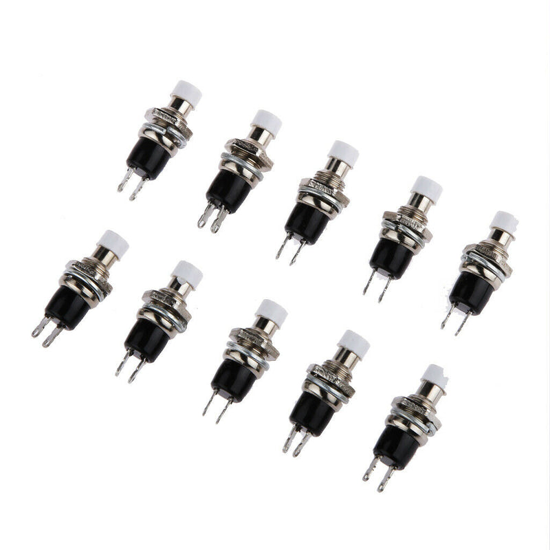 10pcs Metal Push-In Offset Push Button Switches White