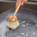 2 Pcs Dish Brush with Wooden Handle Durable Bristles Scraper Tip for Dishes