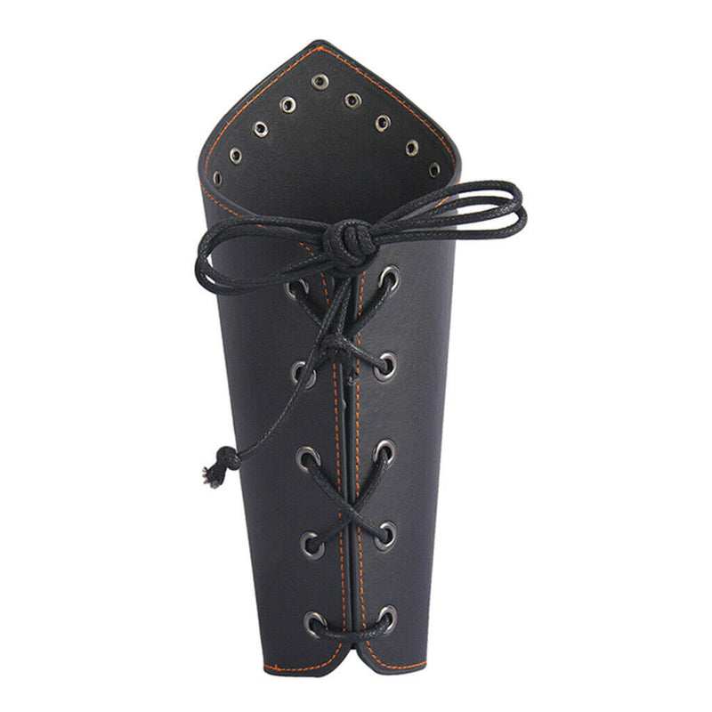 Medieval Knight Lace Up Wristband Wide Cuff Bracelet Costume Arm Armor Black