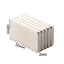5Pcs 20X10X2Mm Super Powerful Small Neodymium Magnet Block Permanent N35 Nd E6B3
