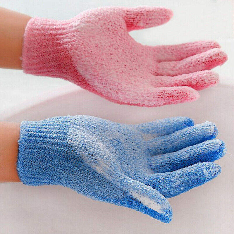 1 Pair Shower Bath Gloves Exfoliating Wash Skin Spa Massage Scrub Body Scrubber