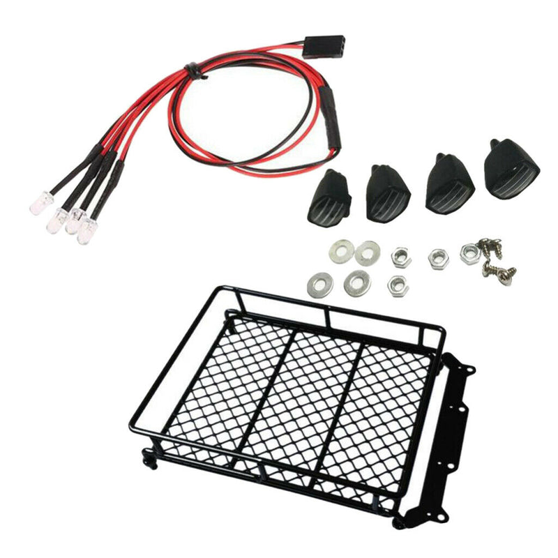 RC Off-road Truck Roof Rack w/ 4 LED Light for 1/10 1/8 Redcat HSP RC4WD D90