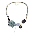 Women Geometric Fabric Flower Elegant Exquisite Necklace Jewelry Blue