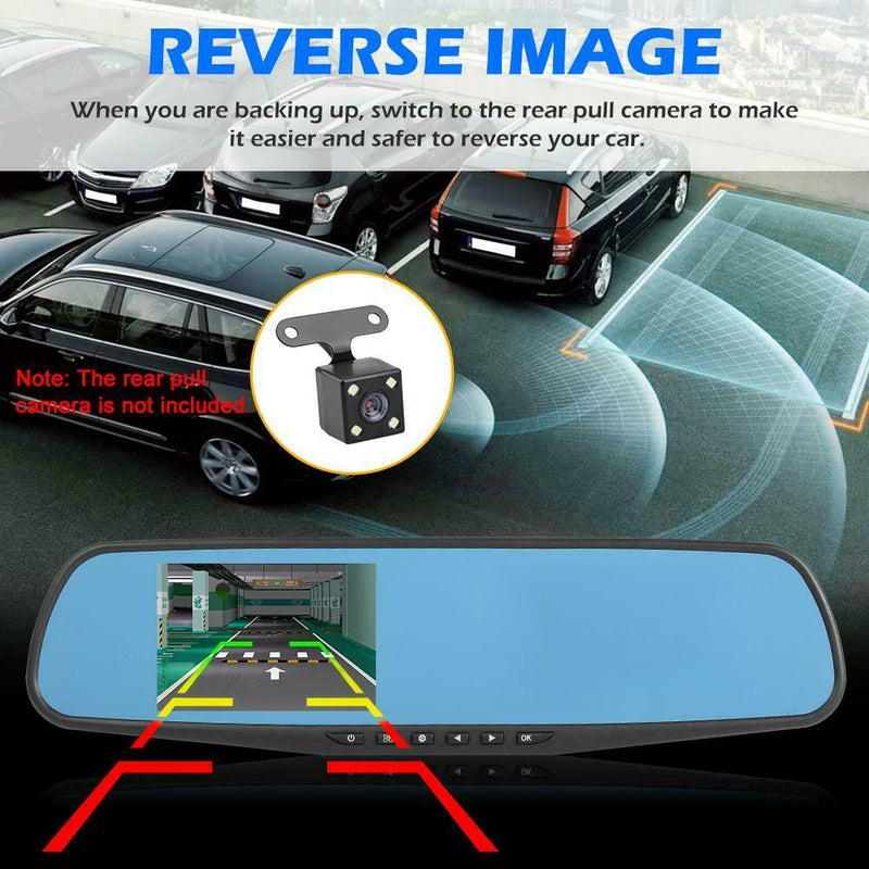 3.5in 1080p Car In-Dash DVR Cam Digital Video Recorder Rear View Mirror Camera