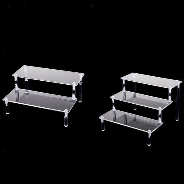 2pc Acrylic Riser Display Shelf Removable Rack Display Stand for Figures