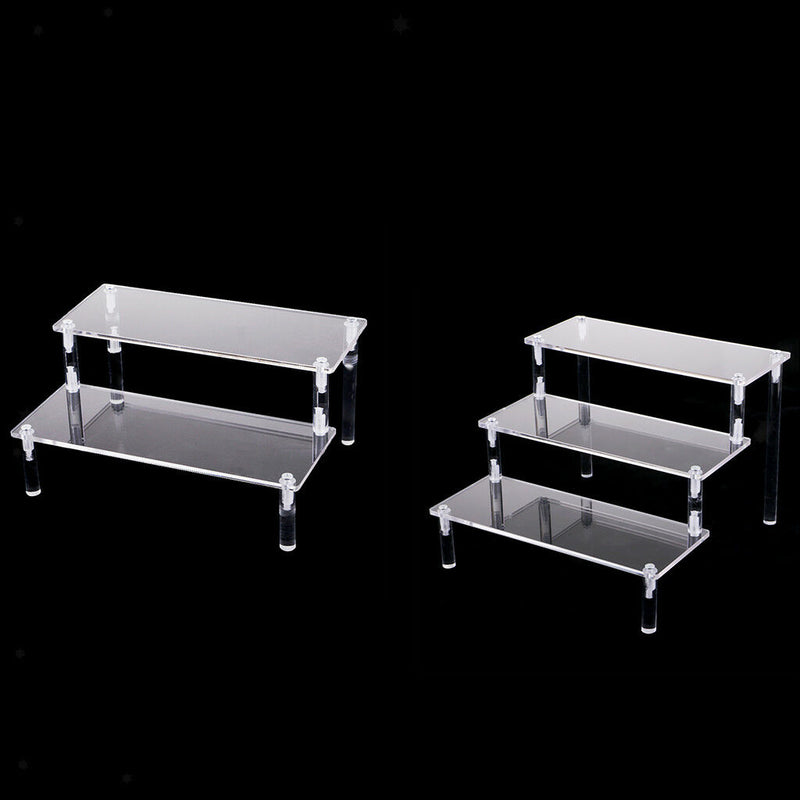 2pc Acrylic Riser Display Shelf Removable Rack Display Stand for Figures