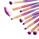 10pcs Fish Tail Foundation Powder Eyeshadow Eyeliner Makeup Brush(Colorful)