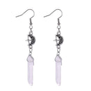 Clear Quartz Crystal Quartz Moon Stone Earrings Drop Dangle Gothic Jewelry Gift