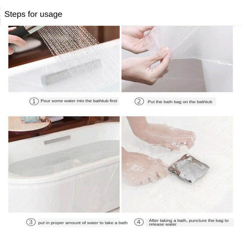 20 Pack Ultra Large Disposable Plastic Film Bathtub Bag, Bathtub Lining Bags for