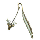 1XLuminous Night Deer head Bookmark Label Read Maker Feather Book Mark Copp3C