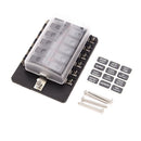 12 Way Fuse Block Blade Fuse Box Holder w/ LED Indicator 12pcs 5-30A Fuses