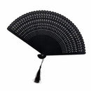 Bamboo Fan Patterned Openwork Dragonfly Pocket Fan Gift Decoration - Black V8V2