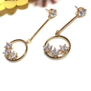 Crystal Earrings Round Star Earrings Wedding Party Dangle Pendant Earrings