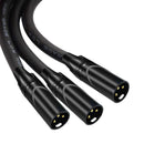 3Pin XLR Male Jack To Dual 2 Male Plug Y Splitter Adaptor Audio Cable Black