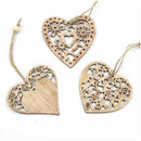 12PCS 3Styles Hollow Heart Wooden Pendants Ornaments DIY Home Wedding/Chris H5M3