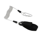 Coiled Stretch Kayak Paddle Leash Safety Fishing Rod Lanyard Carabiner Gray
