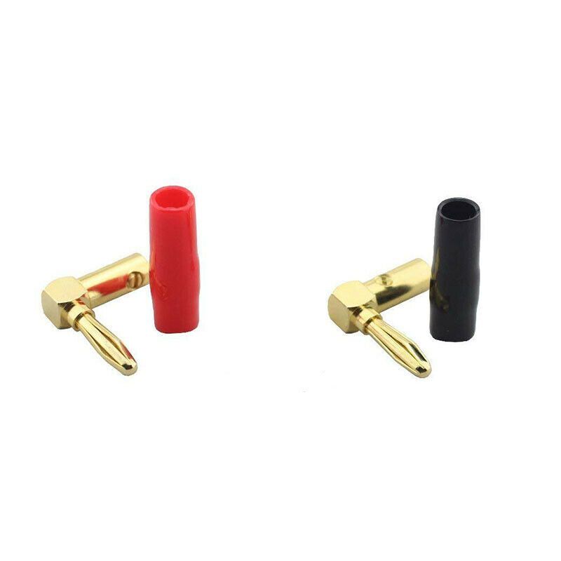 [4 Pack] Hi-end Copper Right Angle/90 Degree Screw Type Banana Plug / Speak X2Q9