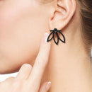 10 Pairs Geometric Hollow Flower Stud Earrings Rhinestone Women Ear Jewelry Set