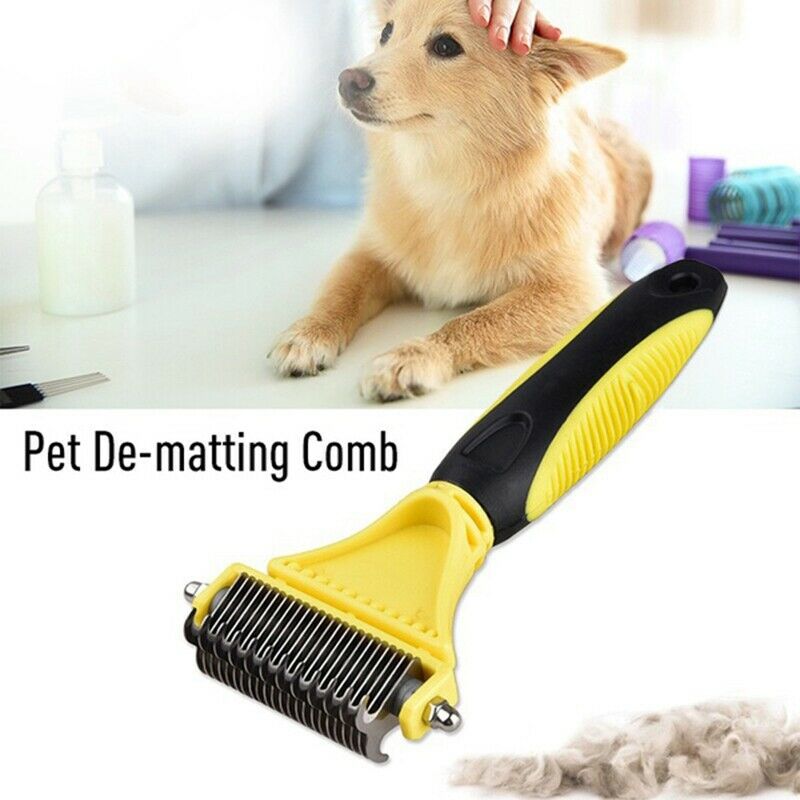 Double Sided Pet Dematting Comb | Stainless Steel Grooming Brush for Small,