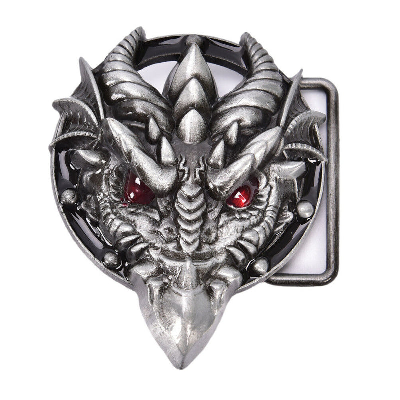 Men's belt buckle 7.3cm dragon head black pattern bronze metal pin bucklesSE3c