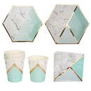 Disposable Tableware Set Green Paper Plate Cup Napkins Table Party Supplies