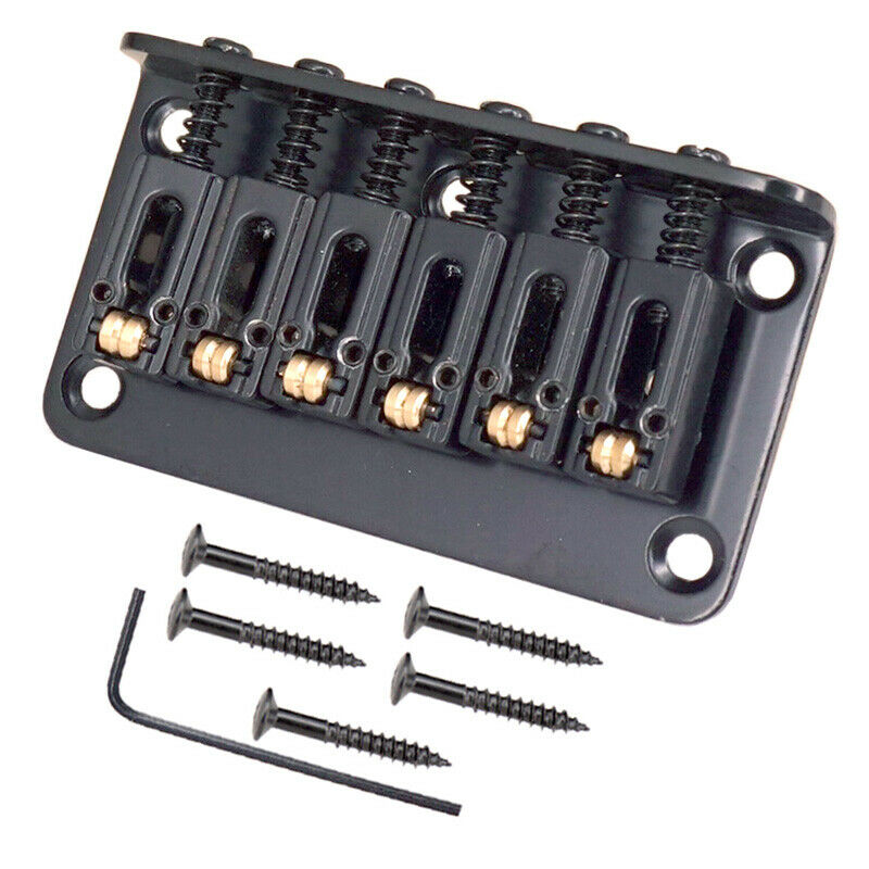 Hardtail Guitar Bridge Body Through for 6 String Electric Parts Black