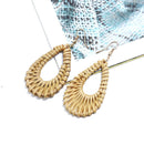 Women Bamboo Rattan Geometric Water Drop Shaped Ear Stud Earrings Women Jewe OZ