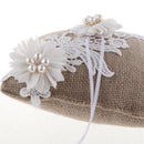 Burlap Flowers Pearls Rustic Wedding Ceremony Ring Pillow Bearer Cushion