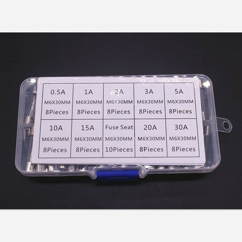 6x30mm Assorted Kit Fuses Safe Holder Tube Glass Multi Current Car Tool