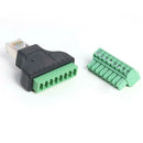 2pcs RJ45 Male + Female Plug to 8 Pin AV Terminal Screw Adapter for CCTV