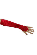 Grace Fingerless Long Gathered and Beaded Gloves(red) V7E3