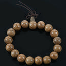 Buddhist Brown 11mm Diameter Wooden Beads Elastic Bracelet